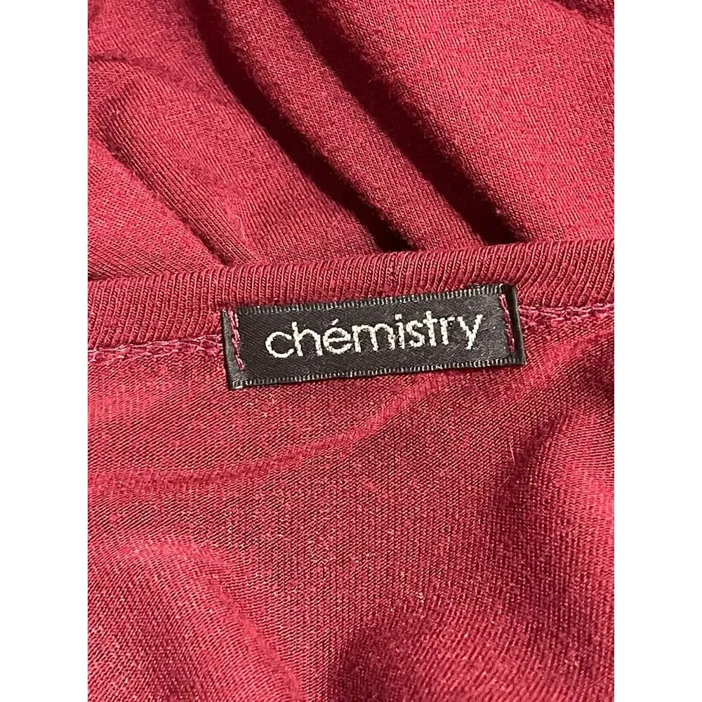 Chémistry Women's Burgundy Open Front Cardigan